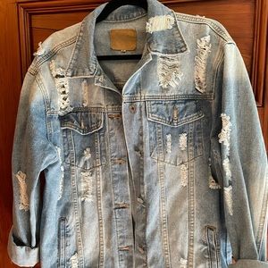 Women's Ripped Distressed Casual Long Sleeve Denim Jacket